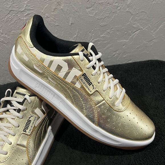 🔥🔥 PUMA California Hollywood CA 101 Metallic Gold Gum Bottom Men's 10 - PERFEC - Picture 3 of 15